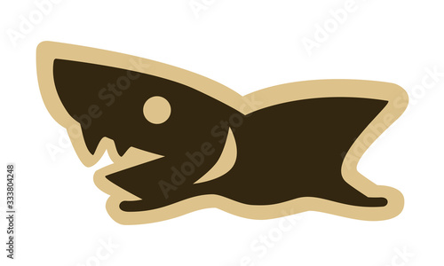 Vector drawing of a shark emerging from the sea with its mouth open.