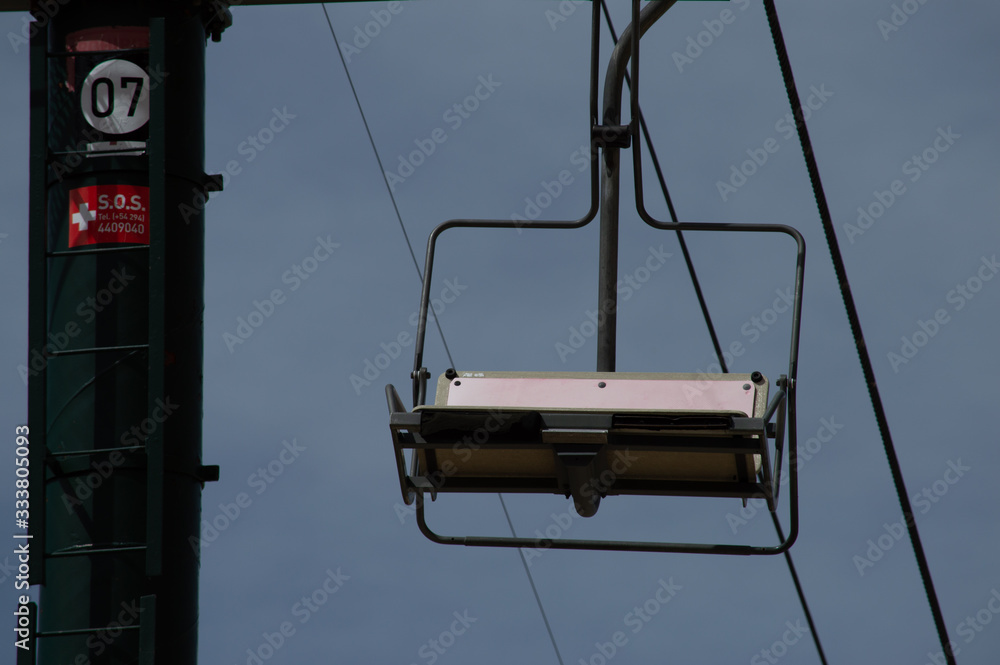 Chairlifts at the top of a sky mountain Chairlifts at the top of a sky mountain