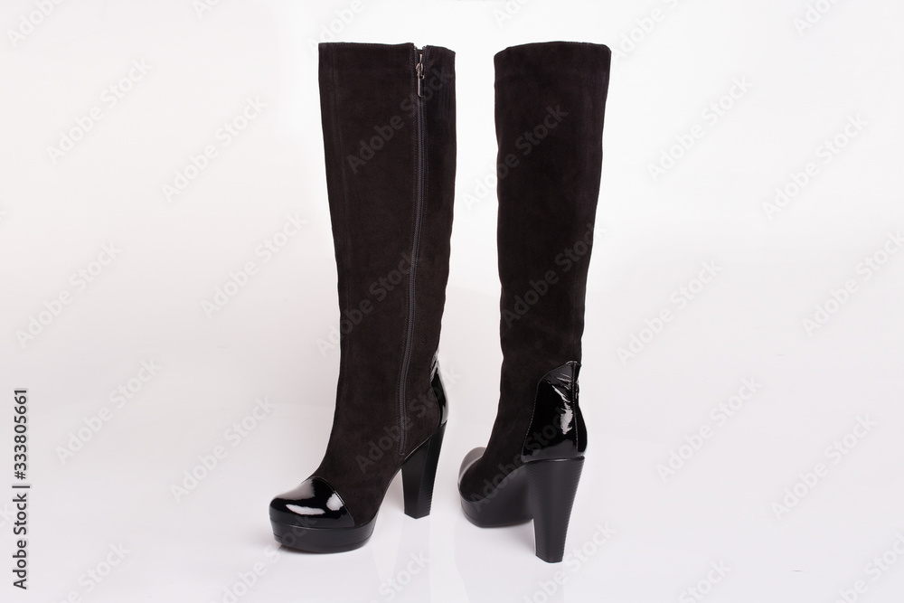 Women stylish modern shoes on white background