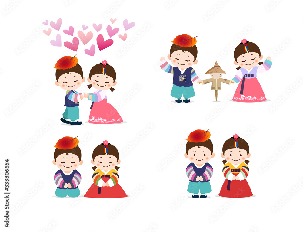 Korean traditional festival, children in hanbok Korean traditional festival, children in hanbok