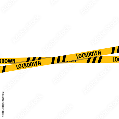 Lockdown barrier tape. Warning yellow dangerous symbol.