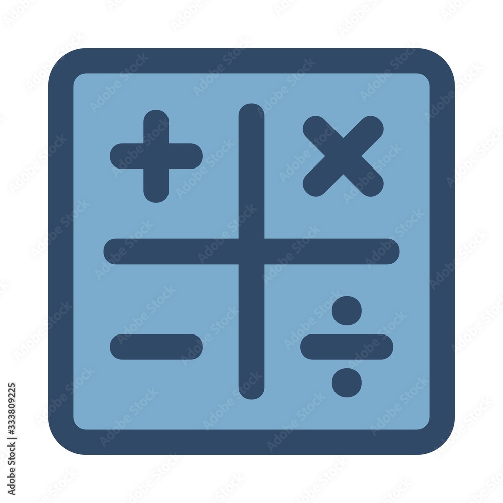 Math operators icon. Illustration of add, minus, multiple, divide signs. Educational calculator, accounting sign.