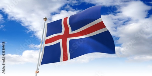 Iceland - waving flag - 3D illustration