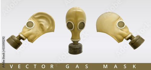 Military Gas Mask. Personal protective equipment against viral, infectious, toxic substances and technogenic, chemical, bacteriological catastrophe