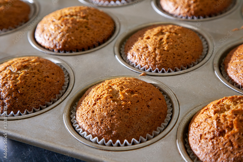 Baking delicious muffins in a cupcake pan