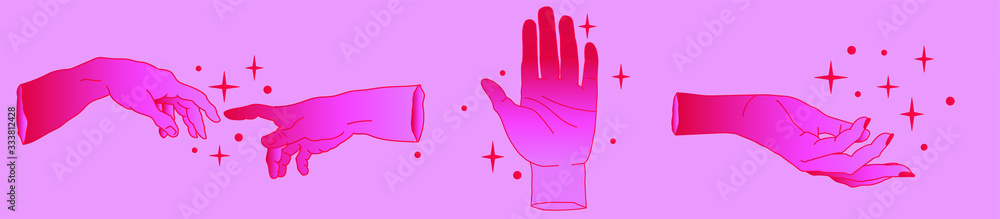 Hand drawn palms and arms in simple line art style. Vector illustration for tattoo design or fashion print. Hand drawn palms and arms in simple line art style. Vector illustration for tattoo design or fashion print.