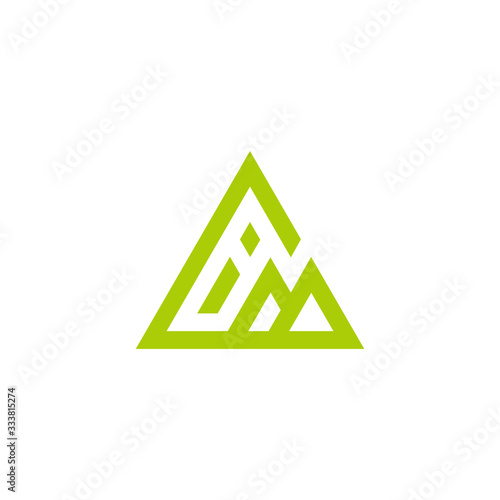 letter i m green mountain triangle geometric logo vector