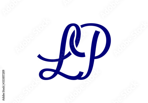 Elegant Intertwined Letters Logo Design A Monogram of the Letters LP in Dark Blue