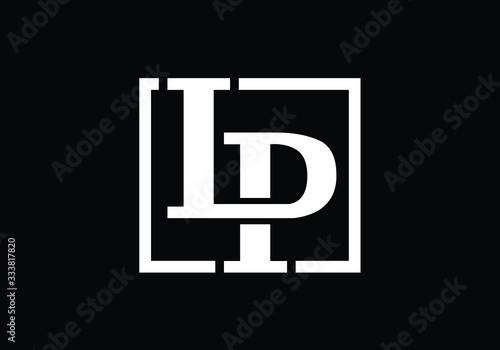 A Simple and Modern Logo Design Featuring the Letters L and P Inside a Square Frame