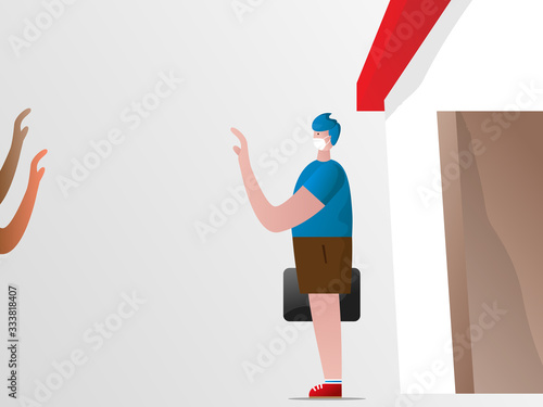 social distancing, man stay at home for protect from covid-19