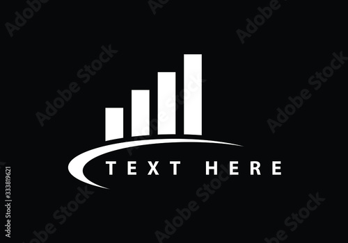 Stylized Financial Growth Graph Ascending Data Bars with Curved Swoosh Design Emblem Logo
