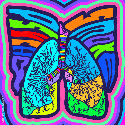 Psycho Smoke vector illustration in Crazy Psychedelic Style. 