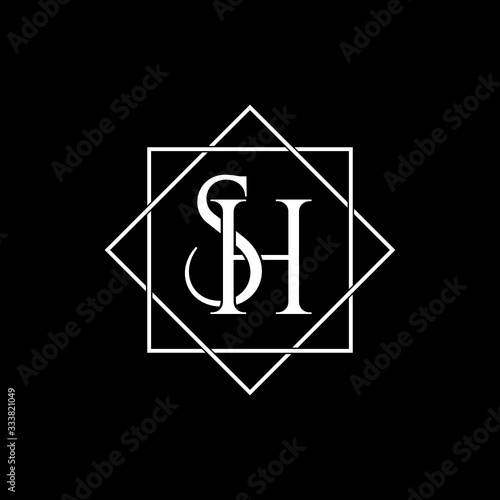 Luxury Letter SH simple logo icon design vector