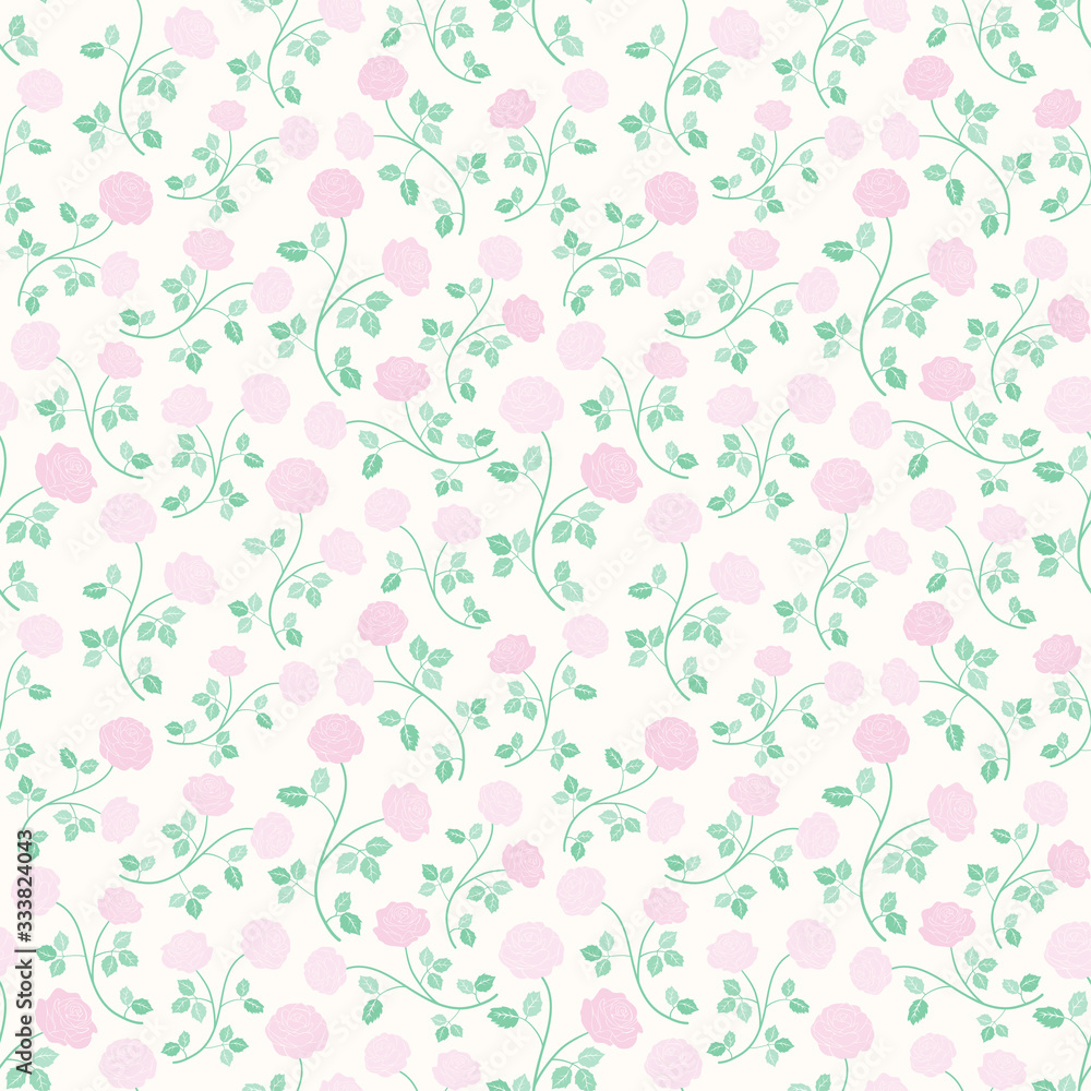 Pink roses flower seamless vector pattern nature background Pink roses flower seamless vector pattern nature background