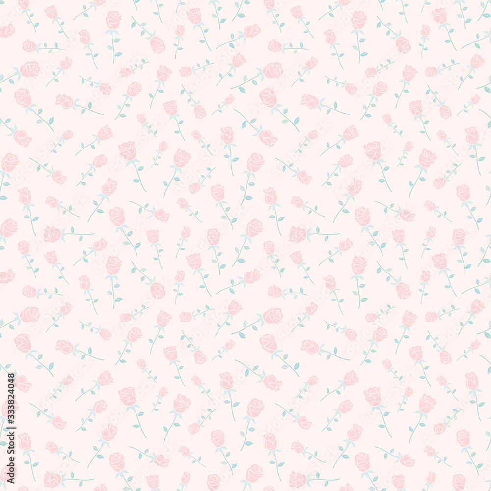 Roses bloom vector seamless pattern pink pastel background Roses bloom vector seamless pattern pink pastel background
