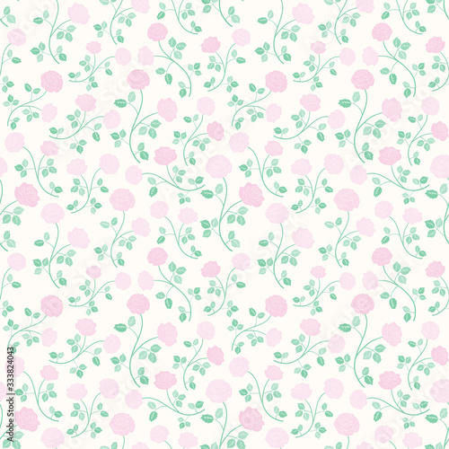 Pink roses flower seamless vector pattern nature background
