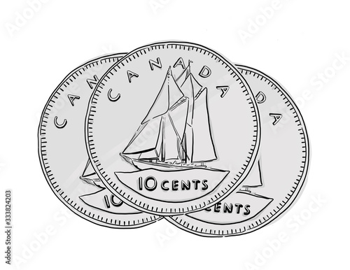Group of Dimes - Canadian Currency