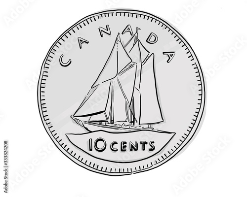 Canvastavla Dime Illustration - Canadian Currency