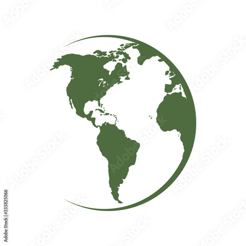 Globe earth icon. Green world. Flat style. Isolated on white background. 