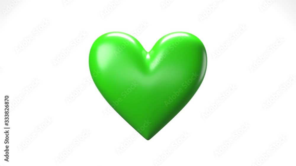 Green broken heart objects in white background. Heart shape object shattered into pieces. Green broken heart objects in white background. Heart shape object shattered into pieces.