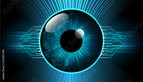 Blue eye cyber circuit future technology concept background
