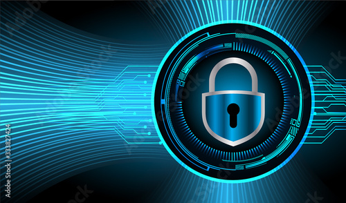 Closed Padlock on digital background, cyber security