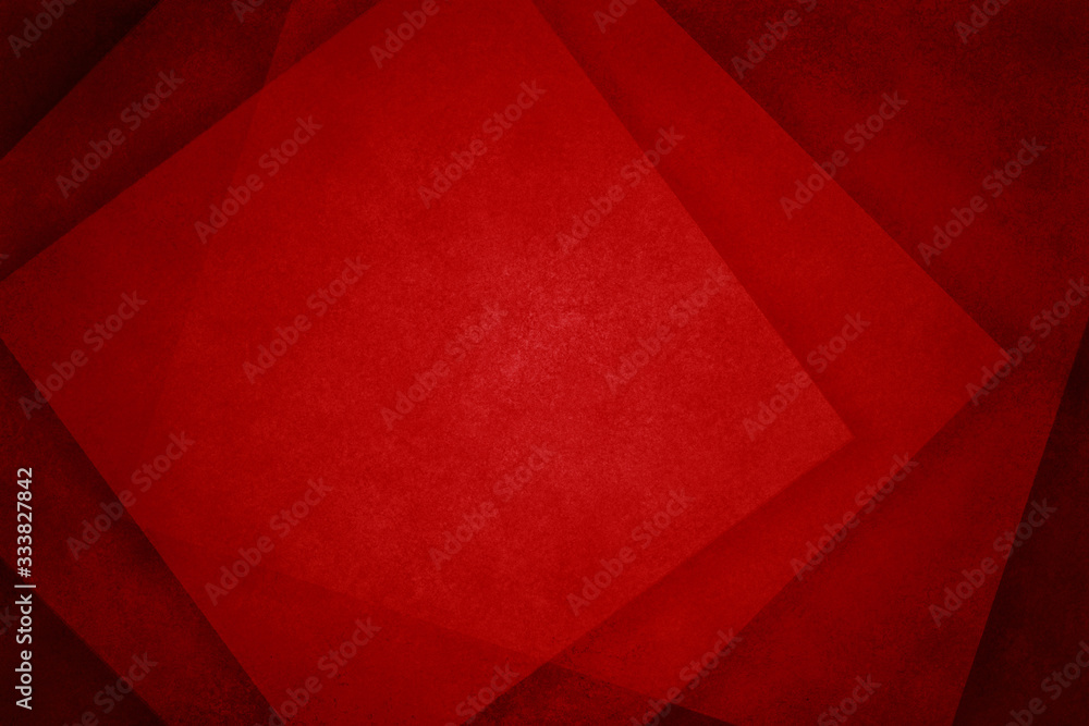 Red abstract background with geometric square paper shapes in ...