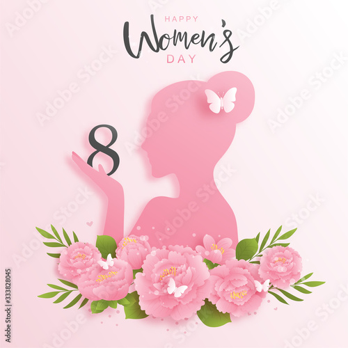 8 March, Happy women's day for card and background. Vector illustration