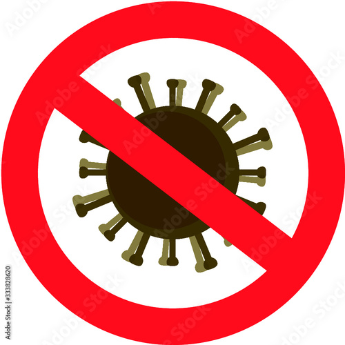 Virus Corona Illustration and Attention for Social Distancing