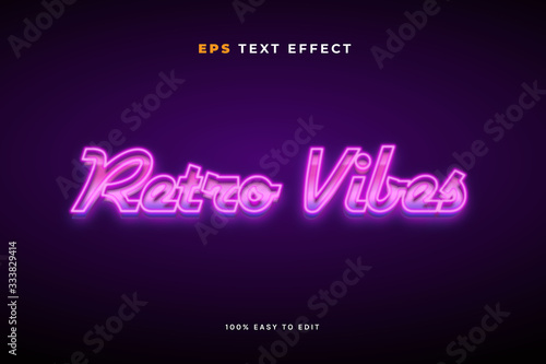 Retro vibes neon light text effect