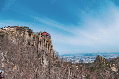 Peak and Yeonjudae (Temple) on cliff-Gwanaksan, Gwhacheon Gyeonggido, Korea photo