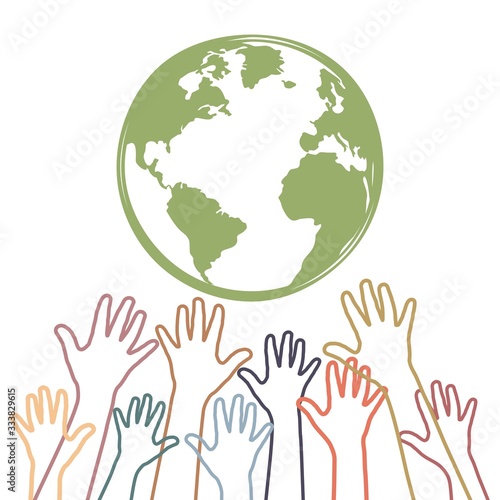 Planet earth and the hands of people