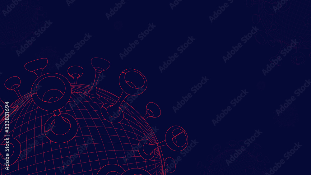 3D Geometric Model of Deadly Corona Virus Line Art Concept, Global Pandemic Viruses Spreading Infecting Caused Dead Background 3D Geometric Model of Deadly Corona Virus Line Art Concept, Global Pandemic Viruses Spreading Infecting Caused Dead Background