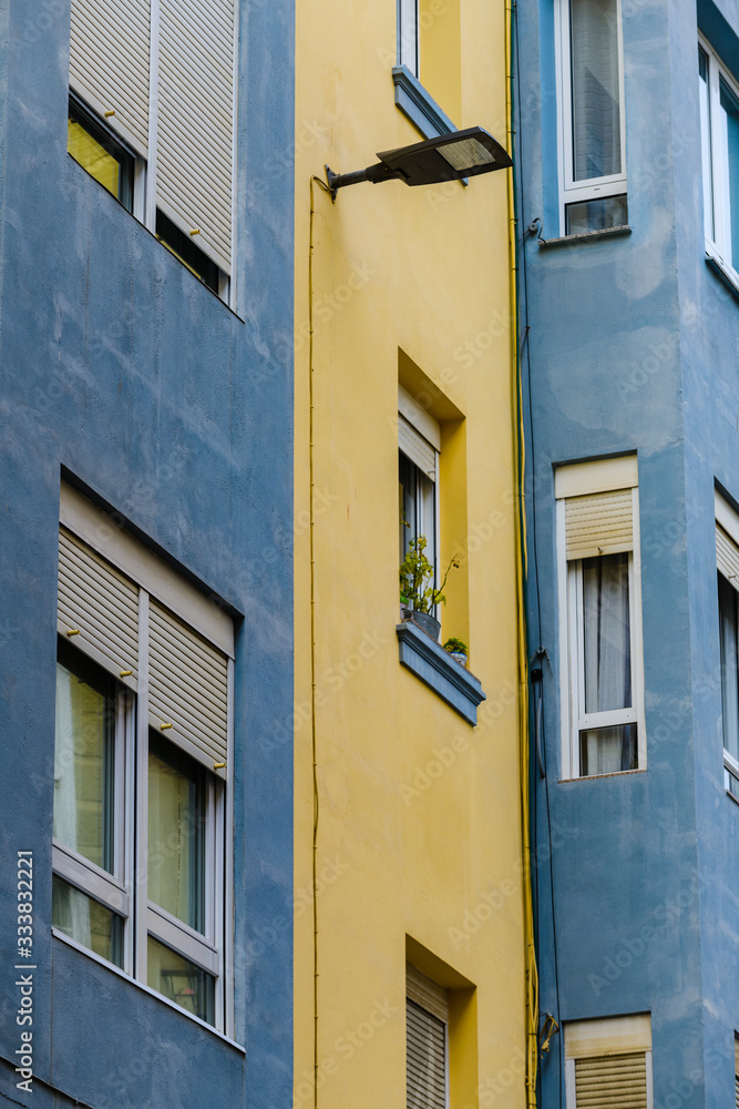 Fragment of a colorful house. Santander, the capital of Cantabria.Northern spain Fragment of a colorful house. Santander, the capital of Cantabria.Northern spain