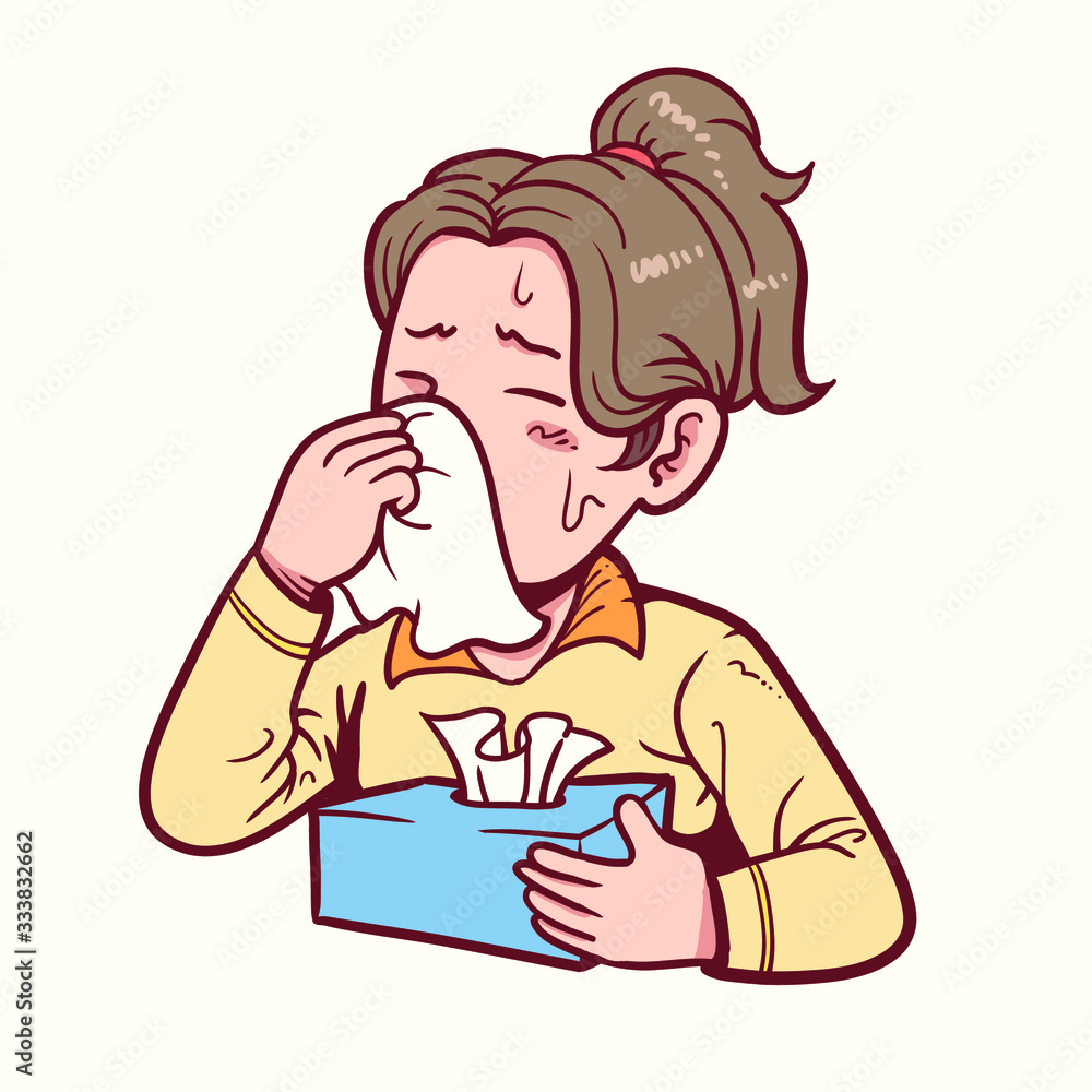 Fototapeta premium Girl with runny nose