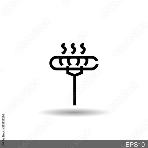 fork, meat and smoked icon on white background