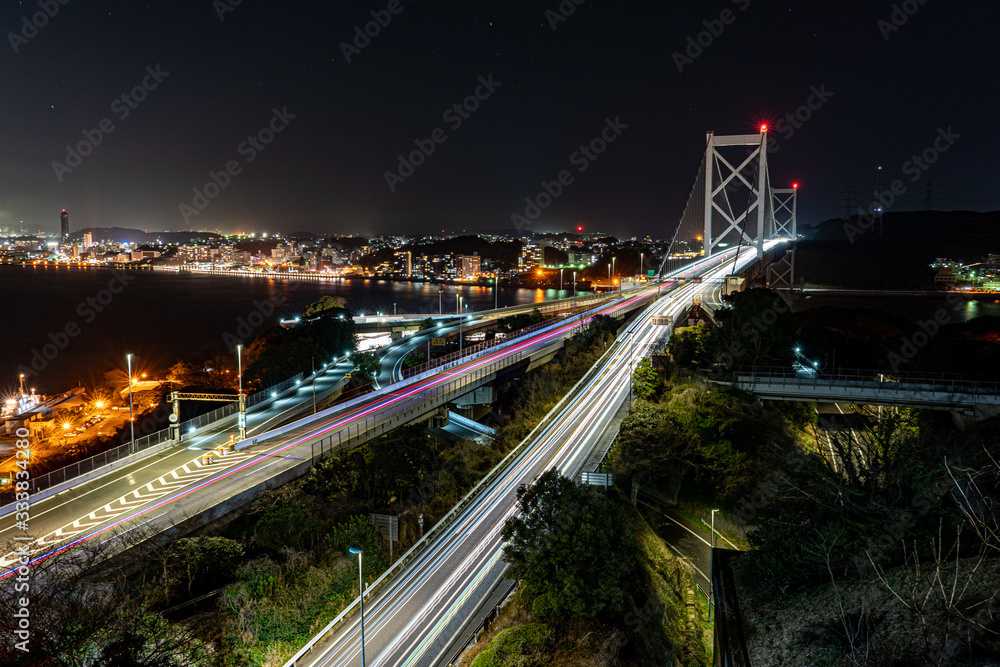 traffic in the city at night