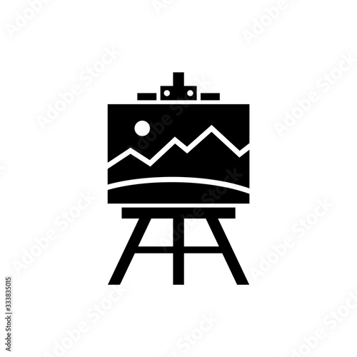 Vector easel icon with a picture.