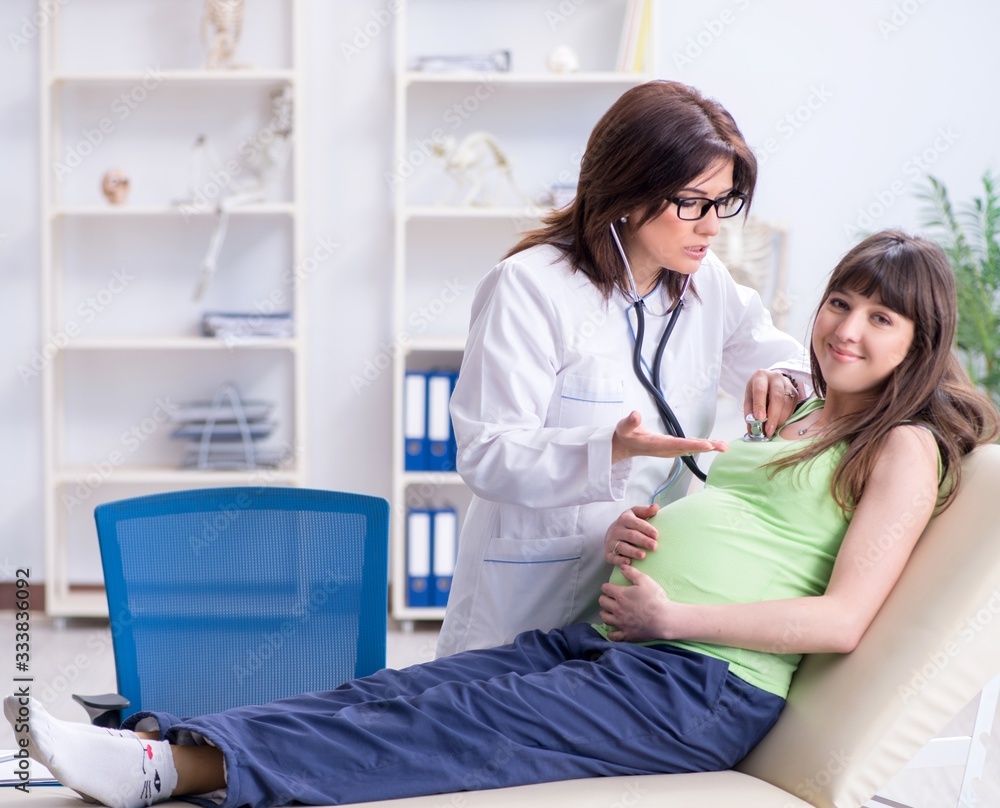 Fototapeta premium Pregnant woman visiting doctor for regular check-up