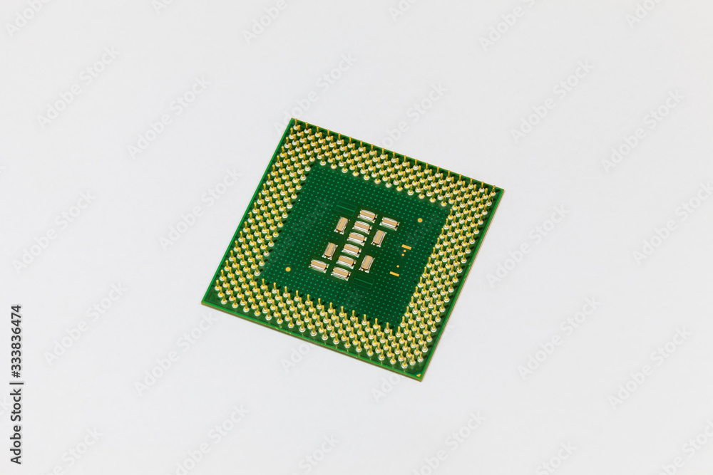 cpu, processore visto dal lato dei pin su sfondo bianco. cpu, processore visto dal lato dei pin su sfondo bianco.
