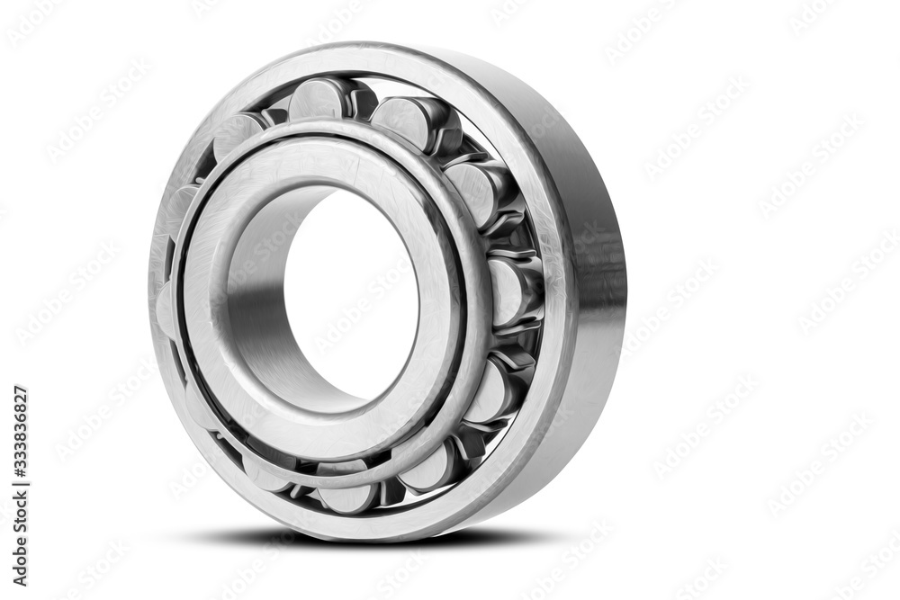 Metal silver ball bearing with balls on white isolated background. Bearing industrial. This part of the car Metal silver ball bearing with balls on white isolated background. Bearing industrial. This part of the car