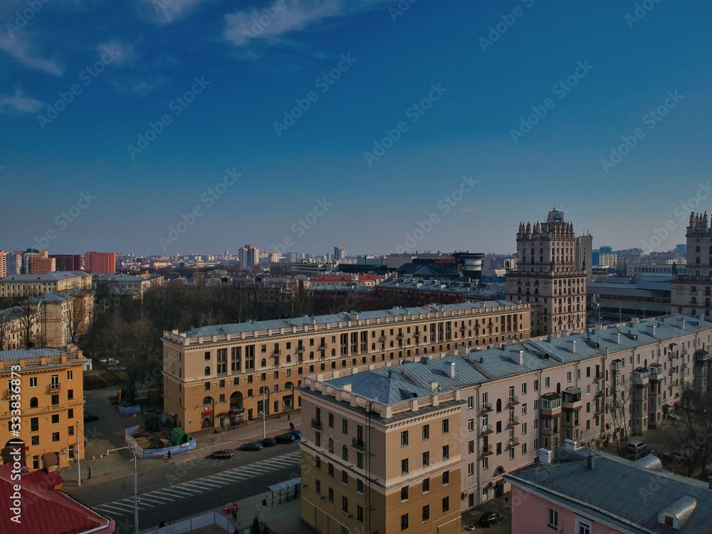 Fototapeta premium Aerial view of Minsk, Belarus