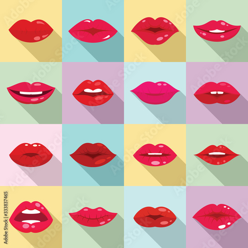 Kiss icons set. Flat set of kiss vector icons for web design