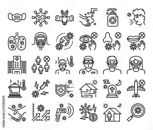 coronavirus outline vector icons