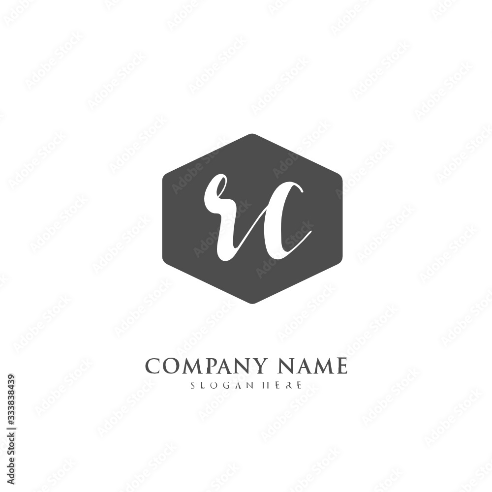 Handwritten initial letter R C RC for identity and logo. Vector logo template with handwriting and signature style. Handwritten initial letter R C RC for identity and logo. Vector logo template with handwriting and signature style.