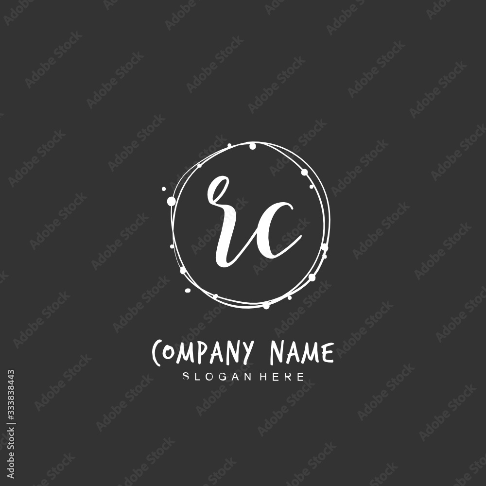 Handwritten initial letter R C RC for identity and logo. Vector logo template with handwriting and signature style. Handwritten initial letter R C RC for identity and logo. Vector logo template with handwriting and signature style.