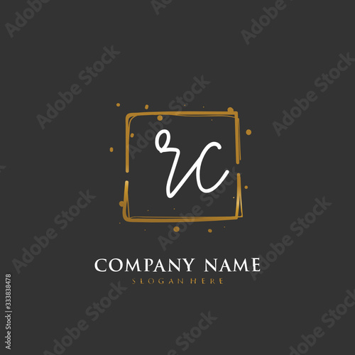 Handwritten initial letter R C RC for identity and logo. Vector logo template with handwriting and signature style.