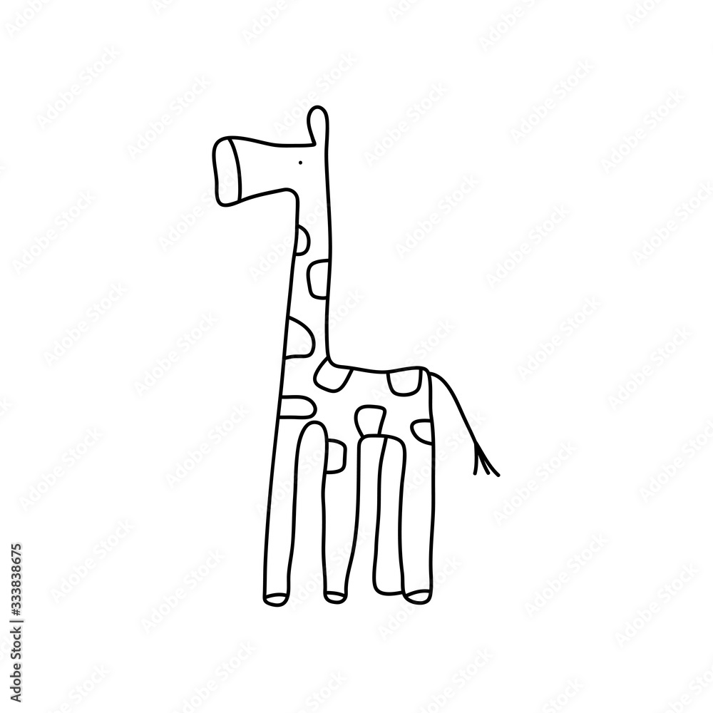 Hand-drawn coloring book . Doodle of a giraffe isolated on a white background. Anti-stress coloring, Pages for children. Vector illustration Hand-drawn coloring book . Doodle of a giraffe isolated on a white background. Anti-stress coloring, Pages for children. Vector illustration