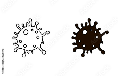 illustration bacterium of coronavirus infection covid-19 infected infection influenza medical icon hand drawn medicine microbiology pneumonia prevention quarantine sickness