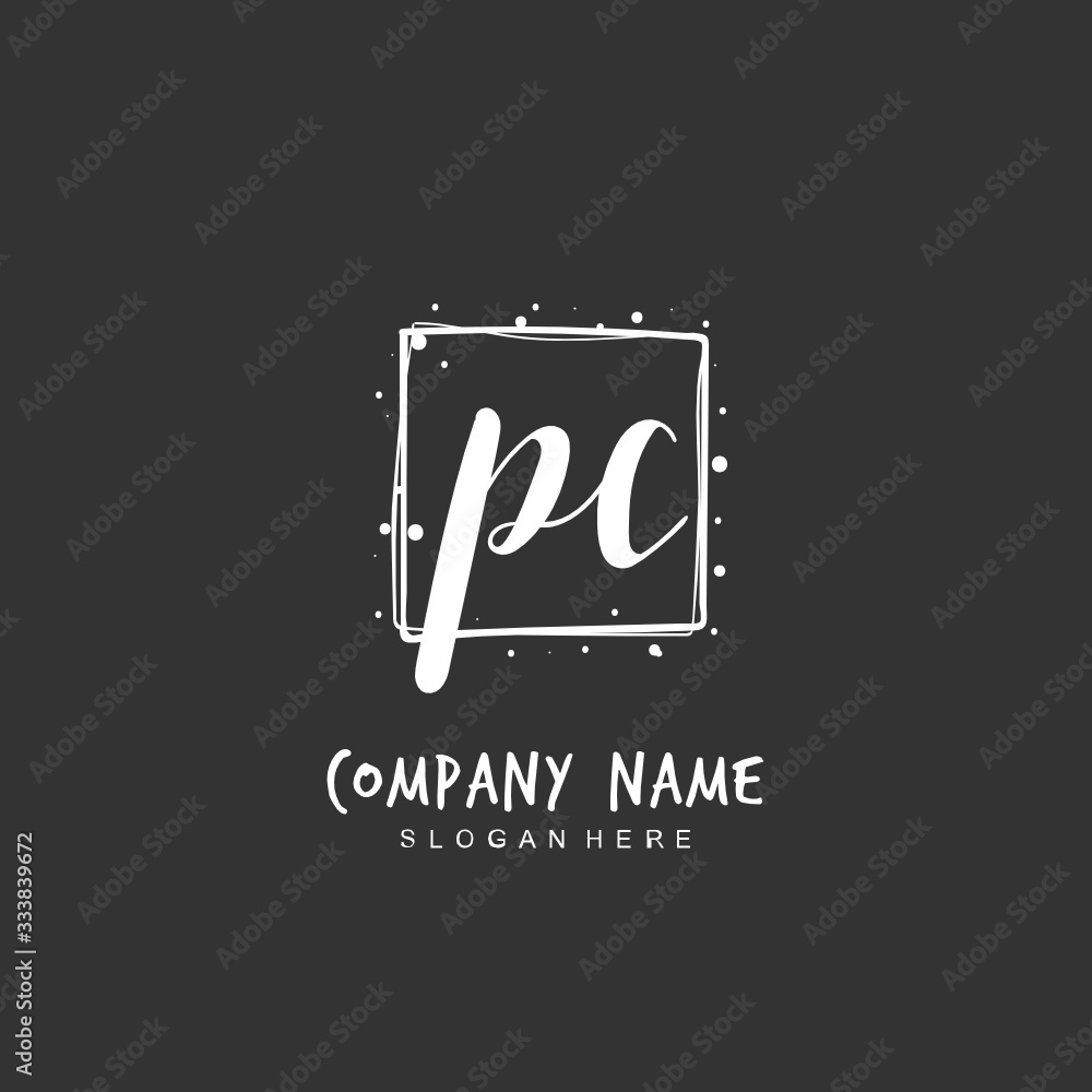 Handwritten initial letter P C PC for identity and logo. Vector logo template with handwriting and signature style. Handwritten initial letter P C PC for identity and logo. Vector logo template with handwriting and signature style.